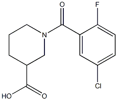 1-[(5-chloro-2-fluorophenyl)carbonyl]piperidine-3-carboxylic acid Struktur