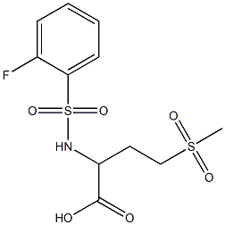 2-[(2-fluorobenzene)sulfonamido]-4-methanesulfonylbutanoic acid Struktur