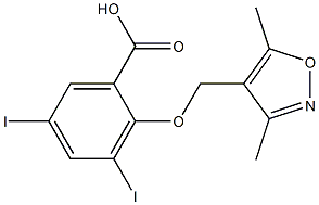 2-[(3,5-dimethylisoxazol-4-yl)methoxy]-3,5-diiodobenzoic acid Struktur