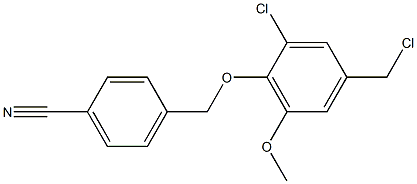 4-[2-chloro-4-(chloromethyl)-6-methoxyphenoxymethyl]benzonitrile Struktur