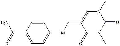 4-{[(1,3-dimethyl-2,4-dioxo-1,2,3,4-tetrahydropyrimidin-5-yl)methyl]amino}benzamide Struktur