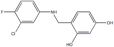 4-{[(3-chloro-4-fluorophenyl)amino]methyl}benzene-1,3-diol Struktur