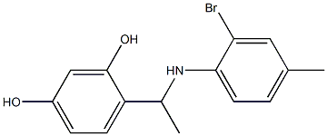 4-{1-[(2-bromo-4-methylphenyl)amino]ethyl}benzene-1,3-diol Struktur