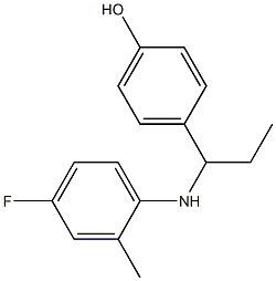 4-{1-[(4-fluoro-2-methylphenyl)amino]propyl}phenol Struktur