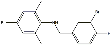 4-bromo-N-[(3-bromo-4-fluorophenyl)methyl]-2,6-dimethylaniline Struktur