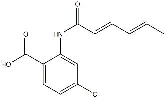 4-chloro-2-(hexa-2,4-dienamido)benzoic acid Struktur