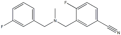 4-fluoro-3-({[(3-fluorophenyl)methyl](methyl)amino}methyl)benzonitrile Struktur