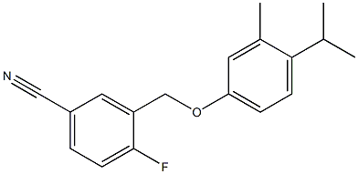 4-fluoro-3-[3-methyl-4-(propan-2-yl)phenoxymethyl]benzonitrile Struktur