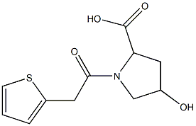 4-hydroxy-1-(thien-2-ylacetyl)pyrrolidine-2-carboxylic acid Struktur