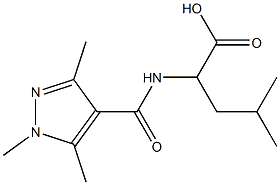 4-methyl-2-[(1,3,5-trimethyl-1H-pyrazol-4-yl)formamido]pentanoic acid Struktur