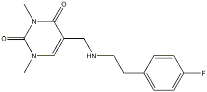 5-({[2-(4-fluorophenyl)ethyl]amino}methyl)-1,3-dimethyl-1,2,3,4-tetrahydropyrimidine-2,4-dione Struktur