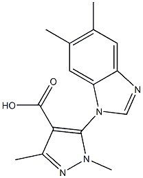 5-(5,6-dimethyl-1H-1,3-benzodiazol-1-yl)-1,3-dimethyl-1H-pyrazole-4-carboxylic acid Struktur