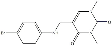 5-{[(4-bromophenyl)amino]methyl}-1,3-dimethyl-1,2,3,4-tetrahydropyrimidine-2,4-dione Struktur