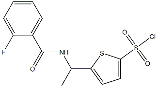 5-{1-[(2-fluorophenyl)formamido]ethyl}thiophene-2-sulfonyl chloride Struktur