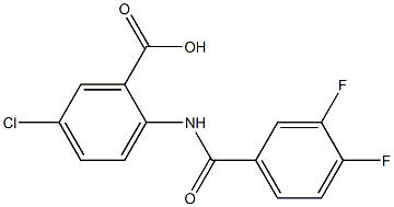 5-chloro-2-[(3,4-difluorobenzene)amido]benzoic acid Struktur