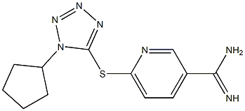 6-[(1-cyclopentyl-1H-1,2,3,4-tetrazol-5-yl)sulfanyl]pyridine-3-carboximidamide Struktur