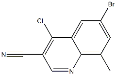 6-bromo-4-chloro-8-methylquinoline-3-carbonitrile Struktur