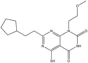 7-(2-cyclopentylethyl)-5-mercapto-1-(2-methoxyethyl)pyrimido[4,5-d]pyrimidine-2,4(1H,3H)-dione Struktur