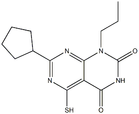 7-cyclopentyl-5-mercapto-1-propylpyrimido[4,5-d]pyrimidine-2,4(1H,3H)-dione Struktur