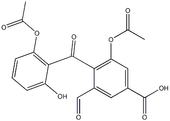 3-Formyl-5-acetoxy-4-(6-acetoxy-2-hydroxybenzoyl)benzoic acid Struktur