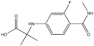 2-((3-fluoro-4-(methylcarbamoyl)phenyl)amino)-2-methylpropanoic acid Struktur