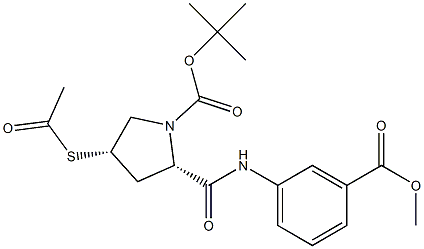 (2S,4S)-4-(Acetylthio)-2-((3-(methoxycarbonyl)phenyl)carbamoyl)pyrrolidine-1-carboxylic Acid tert-Butyl Ester Struktur