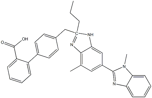 4'-[4-Methyl-6-(1-methyl-1H-benzimidazol-2-yl)-2-propyl-1H-benzimidazolylmethyl]biphenyl-2-carboxylic acid|4'-[4-甲基-6-(1-甲基-1H-苯并咪唑-2-基)-2-丙基-1H-苯并咪唑基甲基]聯(lián)苯基-2-羧酸