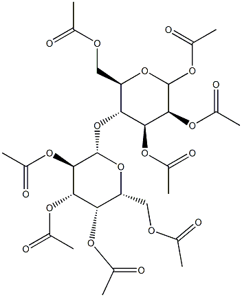 1,2,3,6-Tetra-O-acetyl-4-O-(2,3,4,6-tetra-O-acetyl-b-D-galactopyranosyl)-D-mannopyranose Struktur