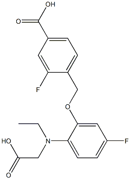 N-ethyl-2-((2-fluoro-4-carboxybenzyl)oxy)-4-fluoroaniline-N-acetic acid Struktur