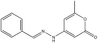 4-benzylidenehydrazino-6-methyl-2-pyrone Struktur