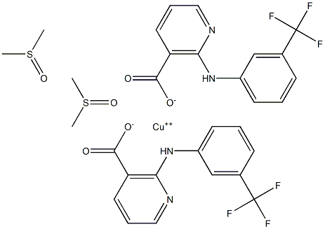 bis(dimethylsulfoxide)bis(2-(3-(trifluoromethyl)phenyl)aminonicotinic acid)copper(II) Struktur