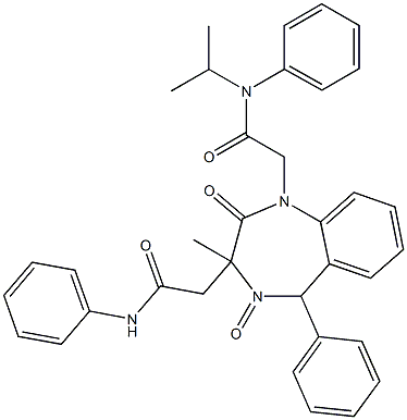 2-(2,4-dioxo-5-phenyl-3-methyl-3-((phenylcarbamoyl)methyl)-2,3,4,5-tetrahydrobenzo(b)(1,5)diazepin-1-yl)-N-isopropyl-N-phenylacetamide Struktur