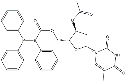 5'-O-((triphenylphosphine-boryl)carbonyl)-3'-O-acetylthymidine Struktur