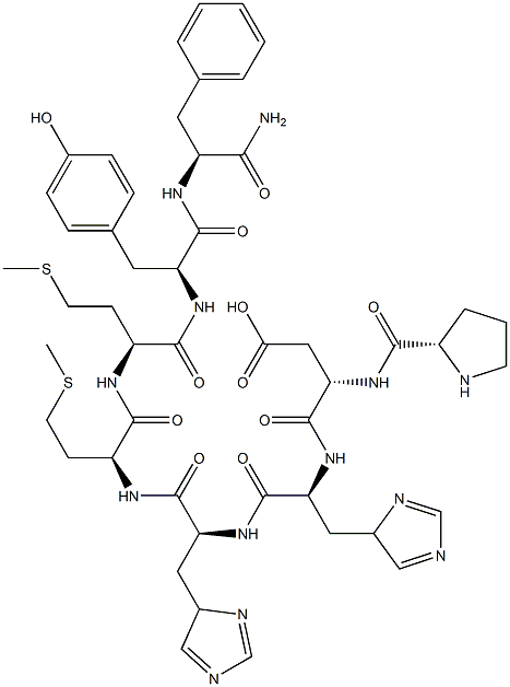 prolyl-aspartyl-histidyl-histidyl-methionyl-methionyl-tyrosyl-phenylalaninamide Struktur