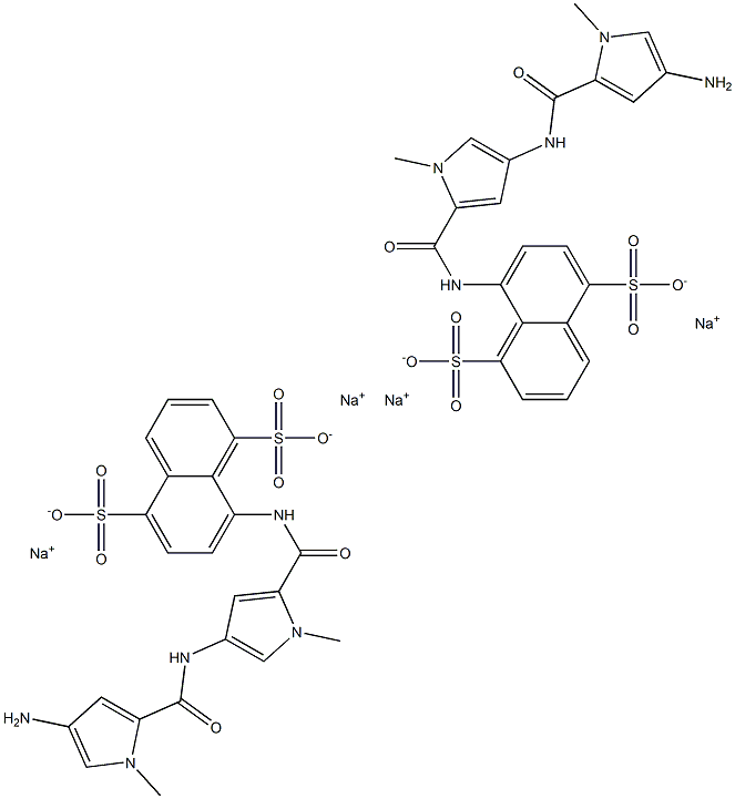 bis(8(4-(4-amino-1-methyl-1H-pyrrole-2-carbonylamino)-1-methyl-1H-pyrrole-2-carbonylamino)naphthalene-1,5-disulfonic acid) tetrasodium salt Struktur