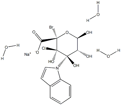 5-Bromo-4-chloro-3-indolyl-b-D-Glucuronic acid sodium salt trihydrate Struktur