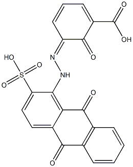 5-[(9,10-dioxo-2-sulfo-anthracen-1-yl)hydrazinylidene]-6-oxo-cyclohexa-1,3-diene-1-carboxylic acid Struktur