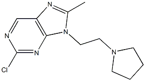 2-chloro-8-methyl-9-(2-pyrrolidin-1-ylethyl)-9H-purine Struktur