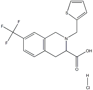 2-thiophen-2-ylmethyl-7-trifluoromethyl-1,2,3,4-tetrahydro-isoquinoline-3-carboxylic acid hydrochloride Struktur