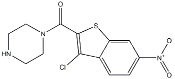 1-[(3-CHLORO-6-NITRO-1-BENZOTHIEN-2-YL)CARBONYL]PIPERAZINE Struktur