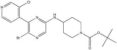 4-[5-BROMO-6-(3-CHLORO-PYRIDIN-4-YL)-PYRAZIN-2-YLAMINO]-PIPERIDINE-1-CARBOXYLIC ACID TERT-BUTYL ESTER Struktur