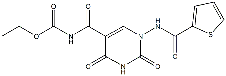 ethyl N-({2,4-dioxo-1-[(2-thienylcarbonyl)amino]-1,2,3,4-tetrahydro-5-pyrimidinyl}carbonyl)carbamate Struktur