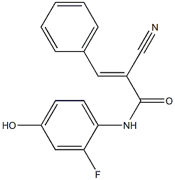 2-cyano-N-(2-fluoro-4-hydroxyphenyl)-3-phenylacrylamide Struktur