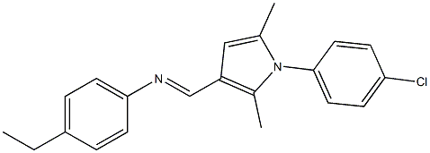 N-{(E)-[1-(4-chlorophenyl)-2,5-dimethyl-1H-pyrrol-3-yl]methylidene}-4-ethylaniline Struktur