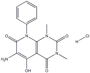 6-amino-5-hydroxy-1,3-dimethyl-8-phenylpyrido[2,3-d]pyrimidine-2,4,7(1H,3H,8H)-trione hydrochloride Struktur