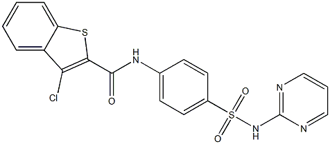 N2-{4-[(pyrimidin-2-ylamino)sulfonyl]phenyl}-3-chlorobenzo[b]thiophene-2-carboxamide Struktur