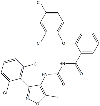 N-[2-(2,4-dichlorophenoxy)benzoyl]-N'-[3-(2,6-dichlorophenyl)-5-methylisoxazol-4-yl]urea Struktur