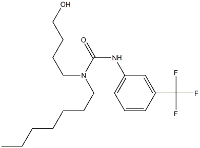 N-heptyl-N-(4-hydroxybutyl)-N'-[3-(trifluoromethyl)phenyl]urea Struktur