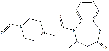 4-[2-(2-methyl-4-oxo-2,3,4,5-tetrahydro-1H-1,5-benzodiazepin-1-yl)-2-oxoethyl]tetrahydro-1(2H)-pyrazinecarbaldehyde Struktur