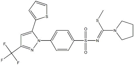 N1-[(methylthio)(tetrahydro-1H-pyrrol-1-yl)methylidene]-4-[5-(2-thienyl)-3-(trifluoromethyl)-1H-pyrazol-1-yl]benzene-1-sulfonamide Struktur